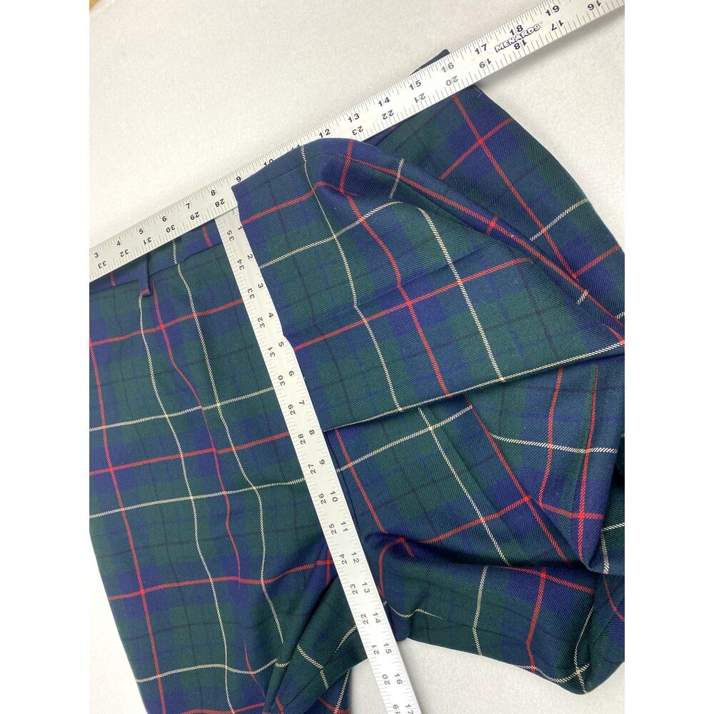 Vintage Pendleton Women 16 Plaid Virgin Wool Pants Trousers Green Blue High Rise - Picture 4 of 6